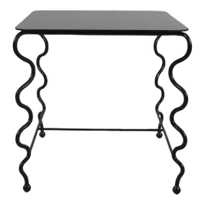 Serpentine' Cocktail Table With Black Glass Top