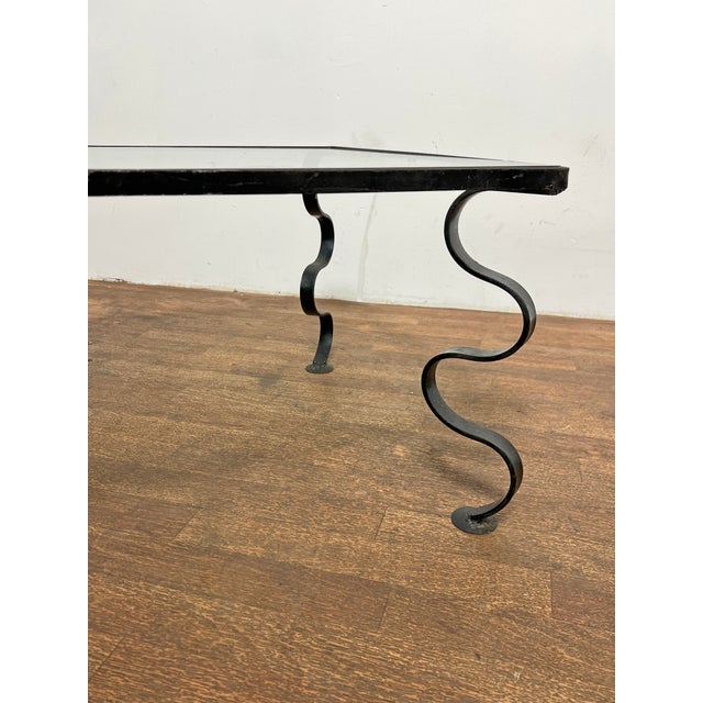 Jean Royère C. 1950s Iron and Glass "Ondulation" Side Tables For Sale - Image 4 of 10