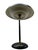 An elegant table lamp in black enamelled metal, featuring stylish brass and glass details from the 1960s. The lamp is...