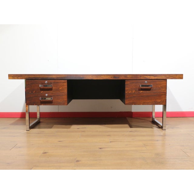 Mid Century Modern Vintage Rosewood Writing Office Desk For Sale - Image 13 of 15