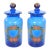 Mid-20th Century Italian Gilt and Hand-Painted Cobalt Blue Glass Apothecary Jars For Sale