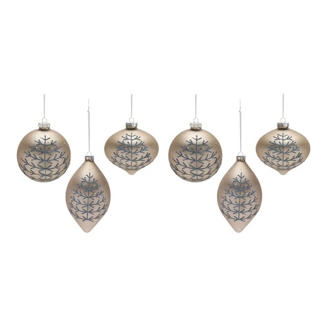 Champagne Glittered Ball Ornament (Set of 6) For Sale In Chicago - Image 6 of 6