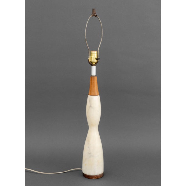 Mid 20th Century Alabaster and Wood Table Lamp For Sale - Image 5 of 6