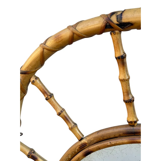 Vintage French Rotin Coat Rack Mirror, 1960s For Sale - Image 3 of 13