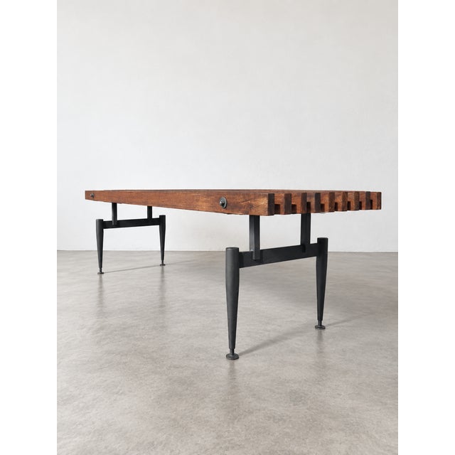 Mid-Century Modern Mid-Century Italian Teak Slatted Bench, 1960s For Sale - Image 3 of 9