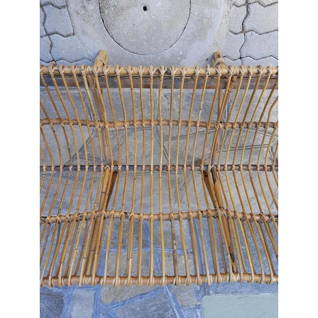 Three-Seater Sofa in Rattan with Original Cushions, 1950s For Sale - Image 9 of 17