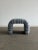 W26.5 D19.5 H18.75 Handcrafted in house. Upholstered in a deadstock blue striped fabric. Compact and comfortable, this...