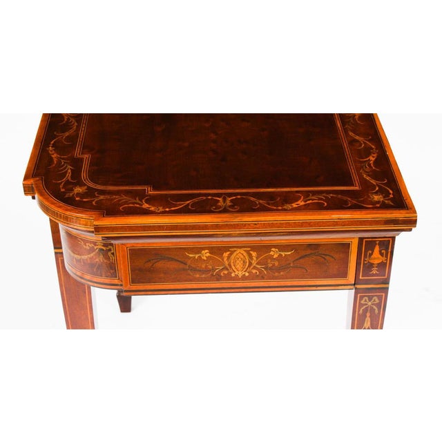 Victorian Mahogany Inlaid Card Game Table, 19th Century For Sale - Image 4 of 18