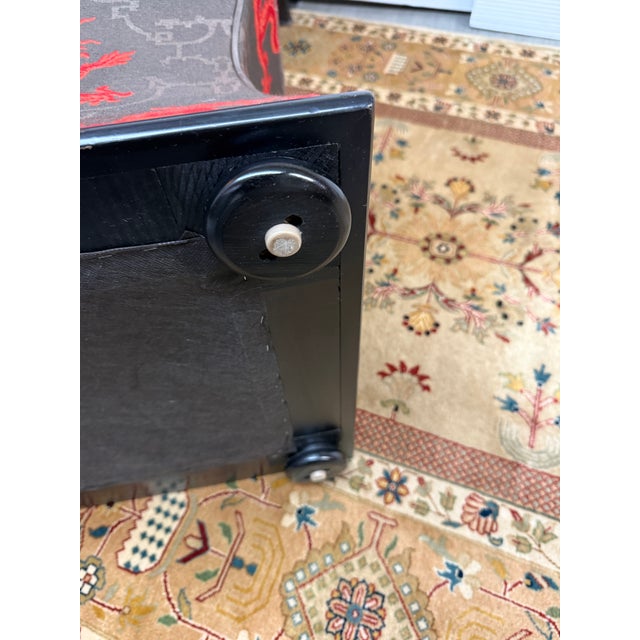 Luxury Chinoiserie Dragon Print Ottoman For Sale - Image 11 of 12