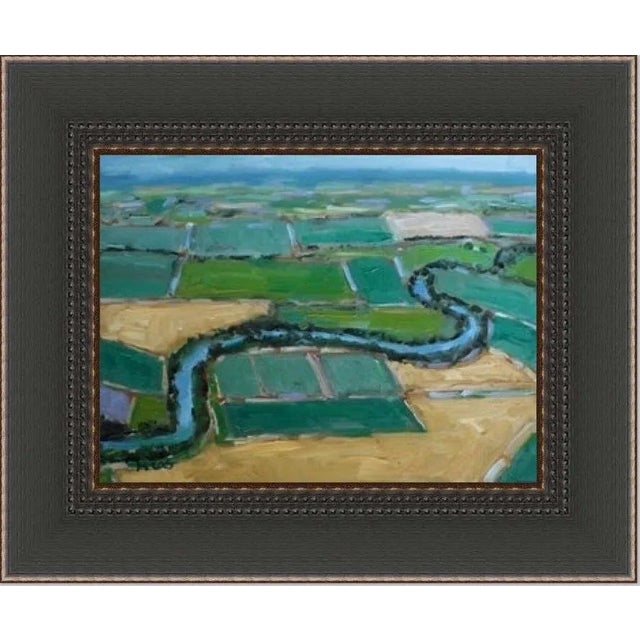 Quiet Places Collection — Aerial View Farmland (9″ H × 12″ W, Original Oil on Masonite) For Sale - Image 12 of 12
