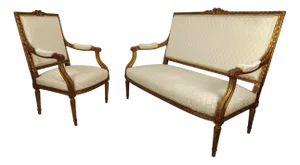 Louis XVI Living Room Seating in Gilded Wood, Set of 2