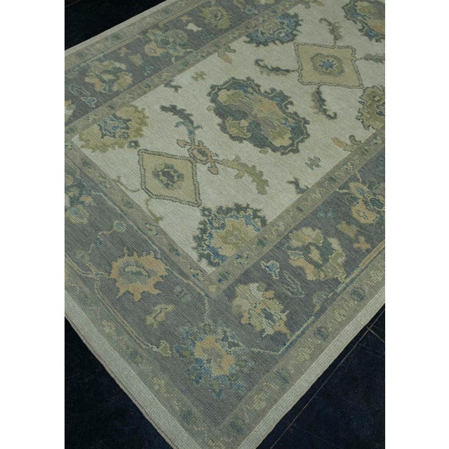 Turkish Turkish Oushak Rug 5'2" x 8'11" #18094 For Sale - Image 3 of 8
