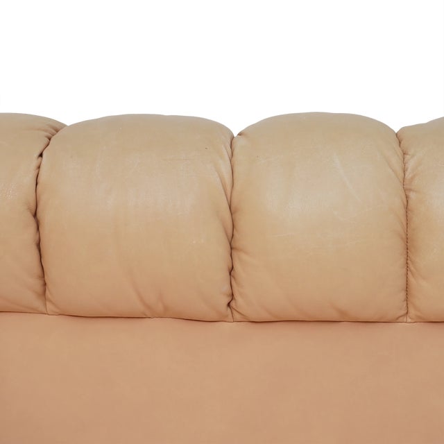 Mid 20th Century Leather Channel Back Loveseat For Sale In Philadelphia - Image 6 of 9