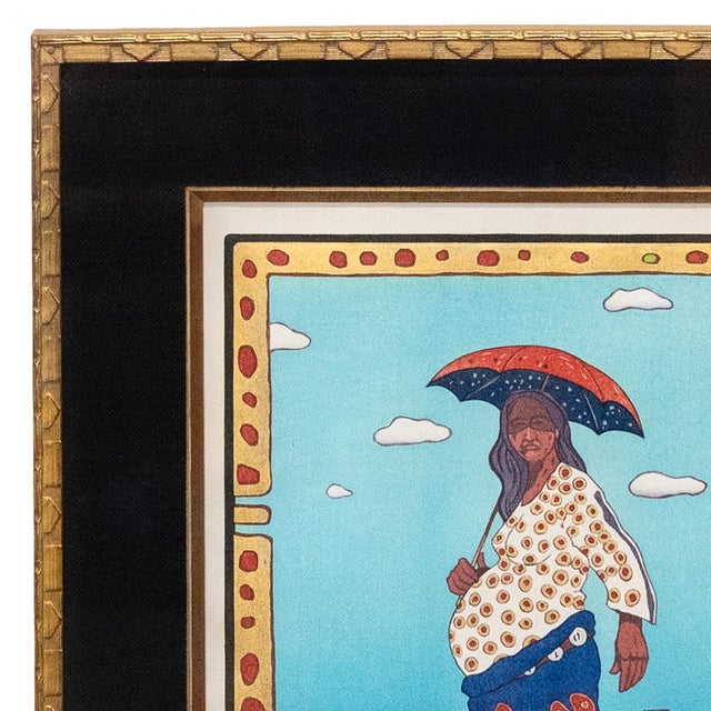 1970s 1970s Native American Kiowa/Caddo Peoples Woodcut in Colors "New Indian Art" Pop Art For Sale - Image 5 of 12