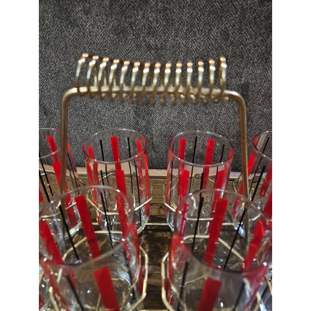 1960s Mid-Century Modern Tumblers & Caddy- 9 Pieces For Sale - Image 5 of 12