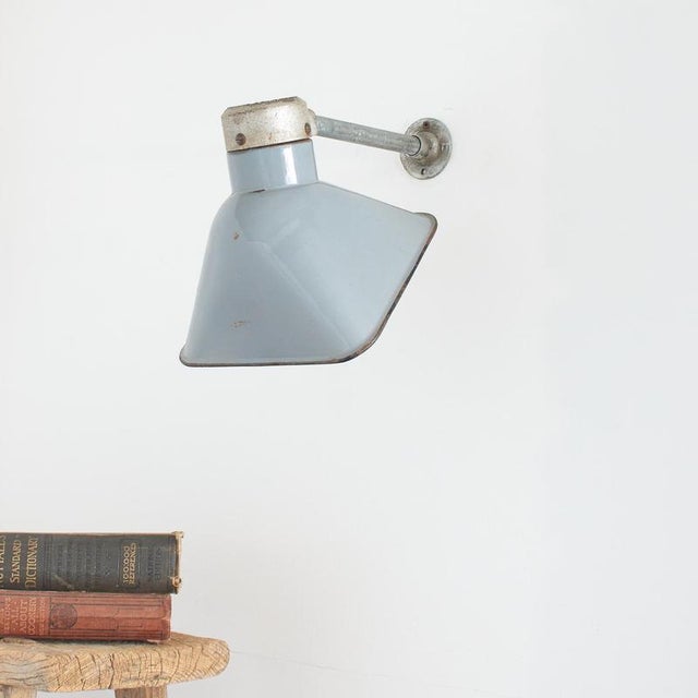 industrial antique grey enamel factory wall light by benjamin original grey enamel wall light by british manufacturer...