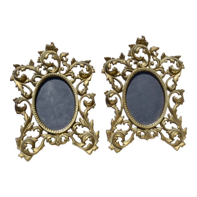 Victorian Cast Brass Portrait Frames - A Pair of 2 For Sale