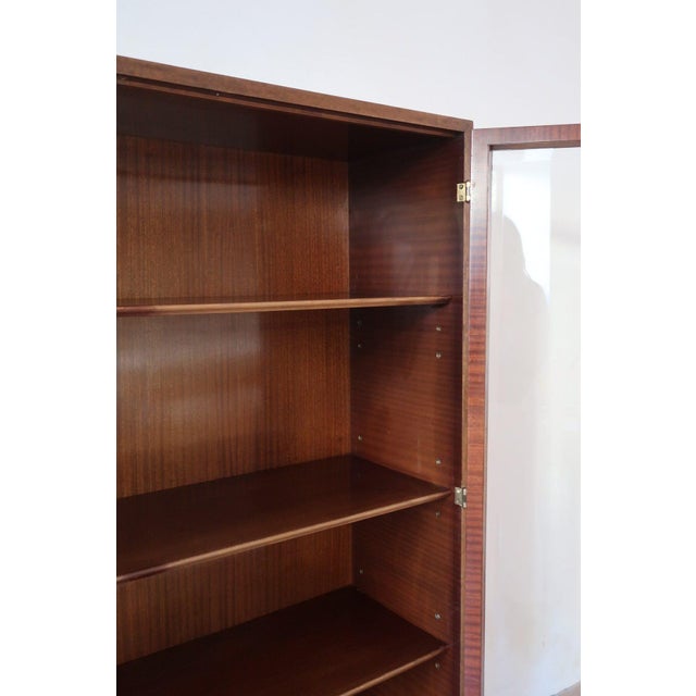 Glazed Walnut Bookcase with Stepped Plinth Base, 1960s For Sale - Image 14 of 18