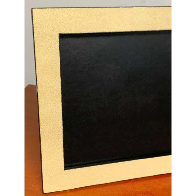 Late 20th Century Late 20th Century French Modern Shagreen & Calfskin Leather Frame, Blanc For Sale - Image 5 of 7