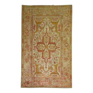 Ivory Antique Angora Oushak Rug - 4'8" x 7'3" For Sale