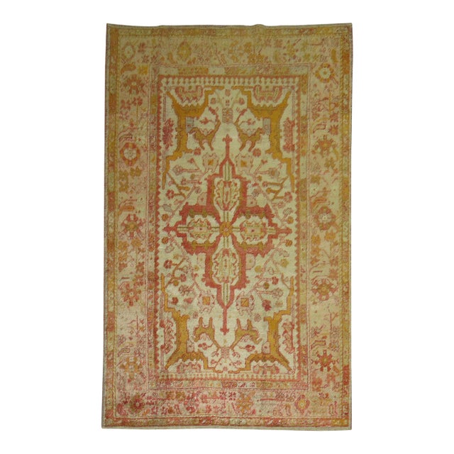 Ivory Antique Angora Oushak Rug For Sale
