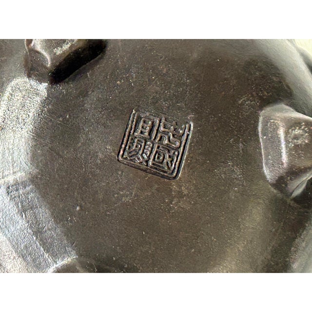 Sculpture Materials Chinese Dark Brown Black Yixing Zisha Clay Teapot With Dragon Accent For Sale - Image 7 of 7