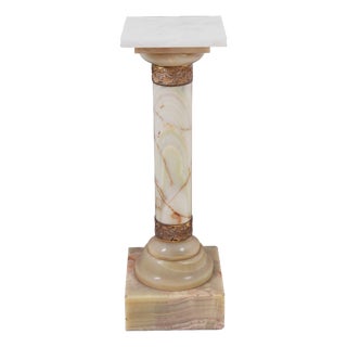 French Gilt Metal and Alabaster Pedestal For Sale