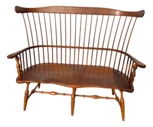 Vintage Frederick Duckloe Windsor Bench Comb Back Saddle Seat Settee Love Seat