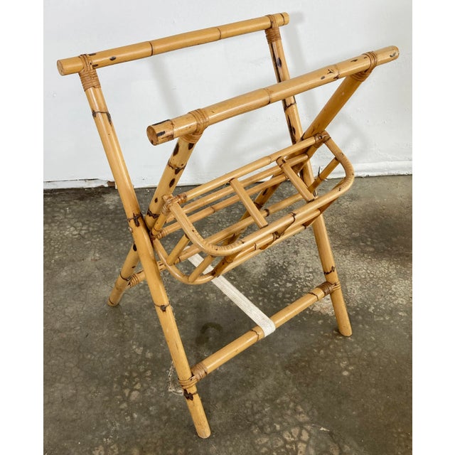 Vintage Bamboo Collapsible Butler Table With Wine Storage For Sale - Image 11 of 11