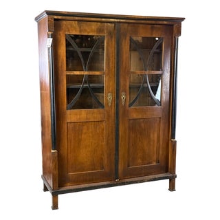 Biedermeier Walnut Display Cabinet, 1830s For Sale
