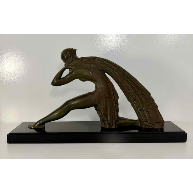 Demètre H. Chiparus, Art Deco Sculpture of Woman with Drapery, 1928, Bronze on Marble Base For Sale - Image 14 of 17