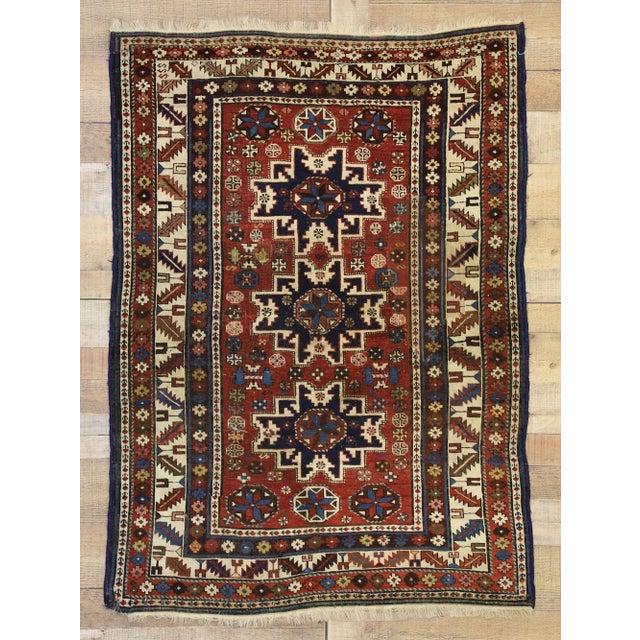 Brick Red Antique Caucasian Shirvan Rug - 03'05 X 04'09 For Sale - Image 8 of 9