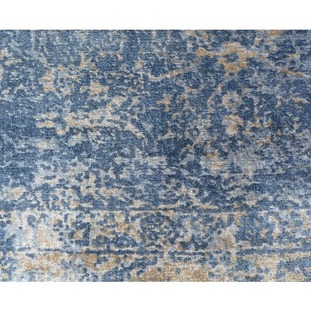 Contemporary Newport Navy Blue Hand loom Bamboo/Silk Area Rug - 8'x10' For Sale - Image 3 of 8