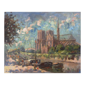 'View of Notre Dame & the Île De La Cité' by Friderika Bendéné Kovacsev, Seine, Paris, Thieme Becker, Budapest