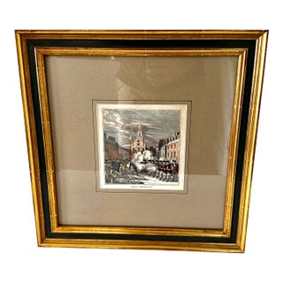 Custom Framed Boston Massacre Aqua Tint Engraving by Alonzo Hartwell 1835 For Sale