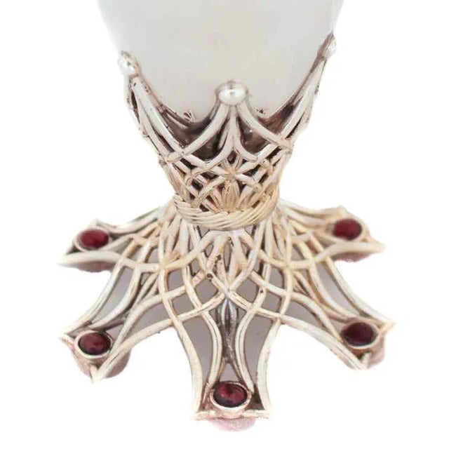 Sterling Silver Kiddush Set with Garnets For Sale - Image 4 of 8