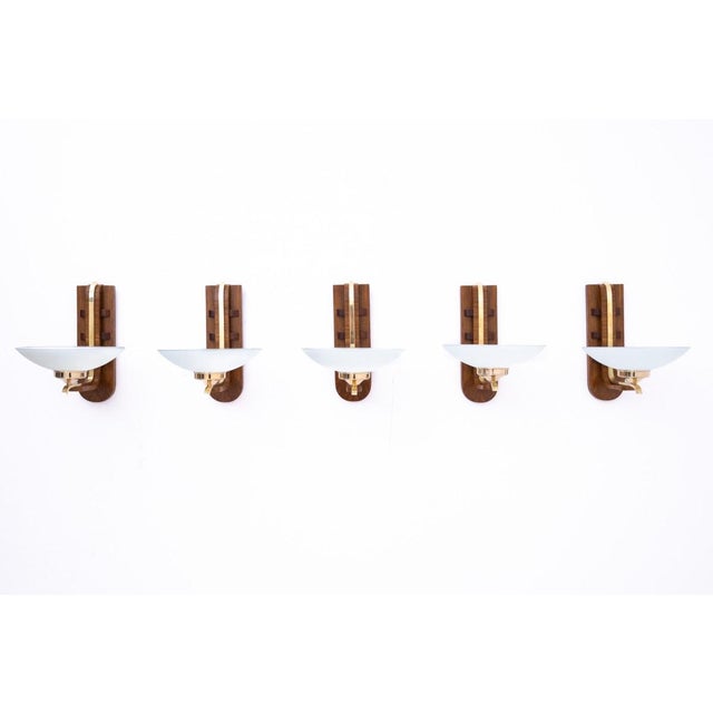 Art Deco Wall Lamps, Poland, 1950s, Set of 5 For Sale - Image 3 of 9