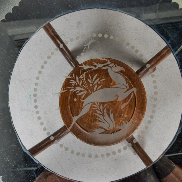 Vintage French Gueridon Small Round Side Table With Etched Glass Top For Sale - Image 10 of 10