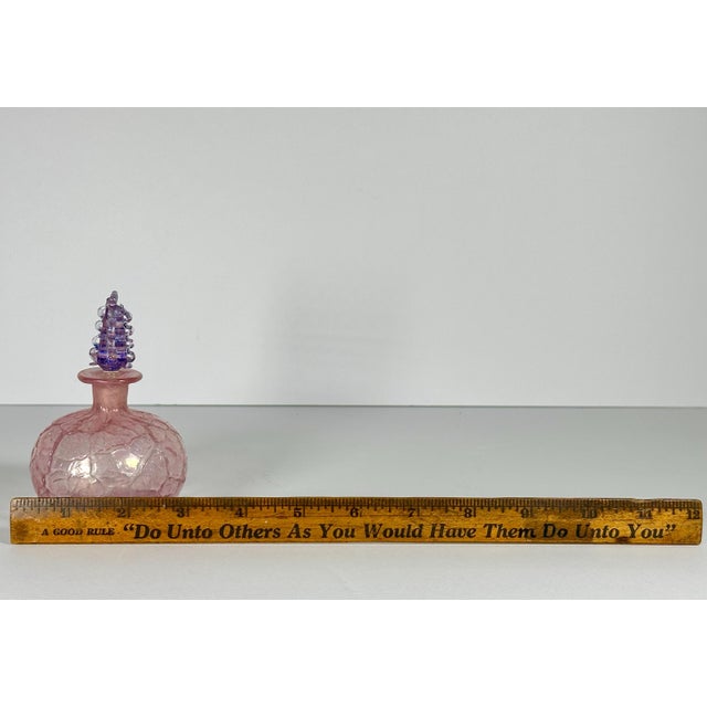 Antique Iridescent Crackle Glass Perfume Bottle with Rigaree Stopper For Sale - Image 9 of 10
