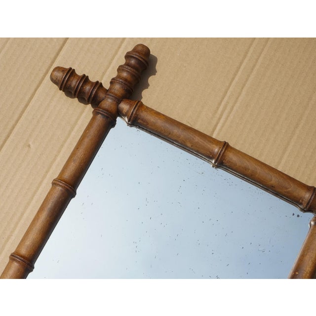 Antique English Faux Bamboo Wall Mirror with Foxed Glass For Sale - Image 4 of 9