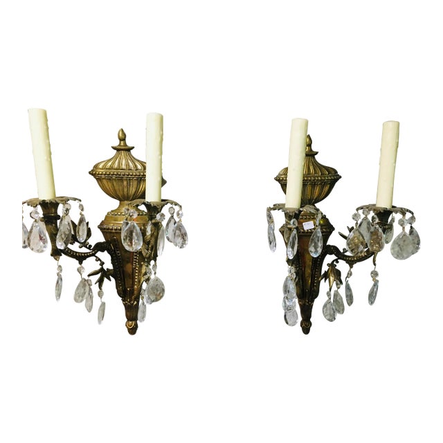 Pair of 1940s French Bronze Sconces For Sale