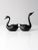 Metal Vintage Painted Brass Black Swans Pair For Sale - Image 7 of 10