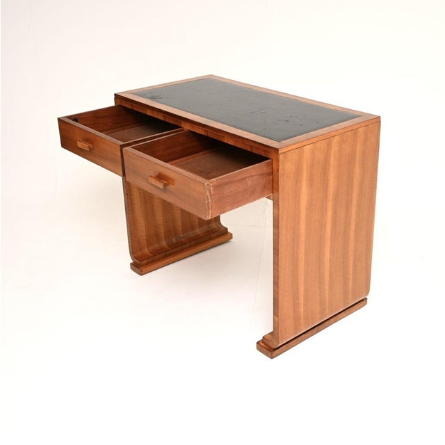 1930s Art Deco Walnut and Leather Top Desk, 1930s For Sale - Image 5 of 12