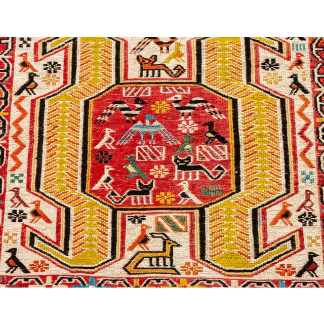 Folk Art Caucasian Kazak Hand-Knotted Rug, 3' 3" X 2' 6" For Sale - Image 3 of 9