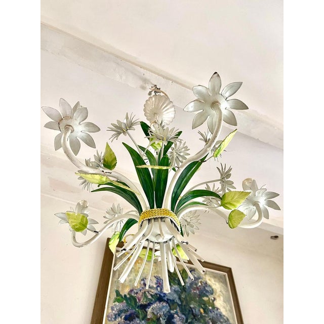 Gold Floral Daisy Flower Chandelier from Banci Firenze, 1960s For Sale - Image 8 of 9