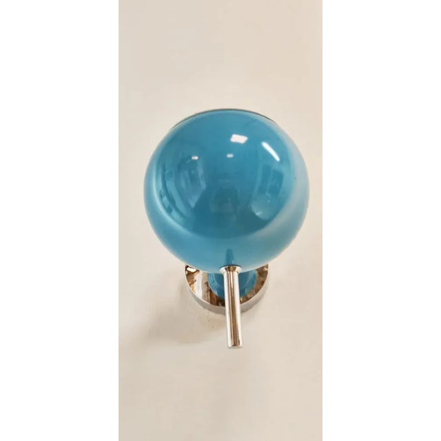 Space Age Adjustable Chrome and Light Blue Wall Light For Sale - Image 6 of 12