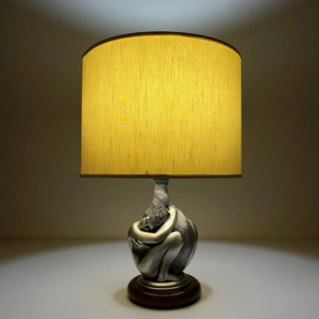 Mid-Century Modern Vintage Silver Man and Woman Table Lamp by Ottaviani, Italy, 1970s For Sale - Image 3 of 18