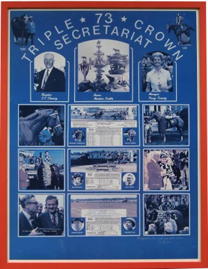 Triple Crown Secretariat 1973 Poster Inscribed by Jockey, Ron Turcotte