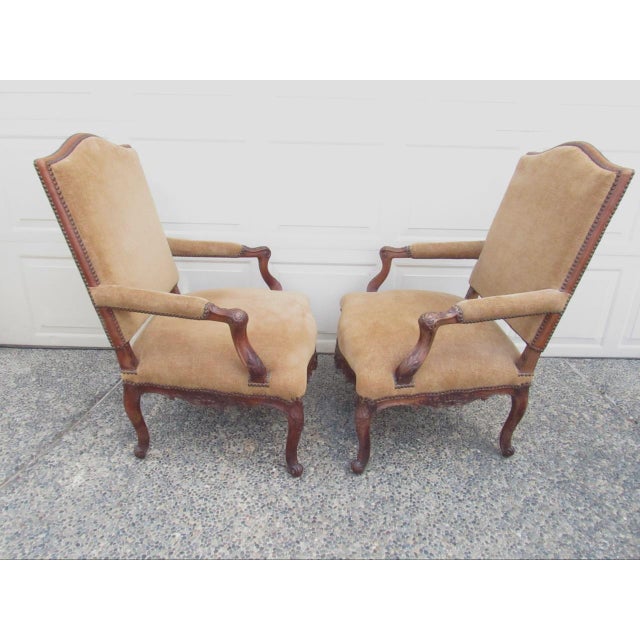 French Pair or Antique French Louis XV Style Armchairs For Sale - Image 3 of 18