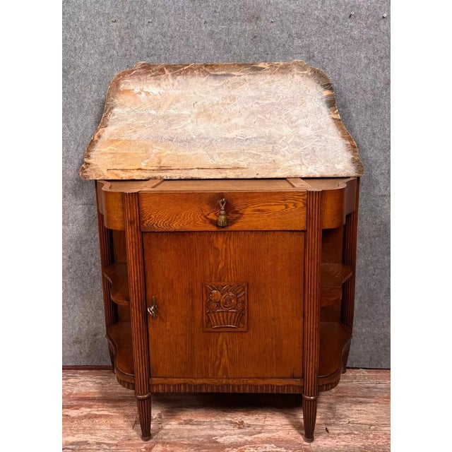 Art Nouveau Oak Sideboard Serving Trolley in the style of Dufresne, 1900, in Good conditions. Designed 1890 to 1919